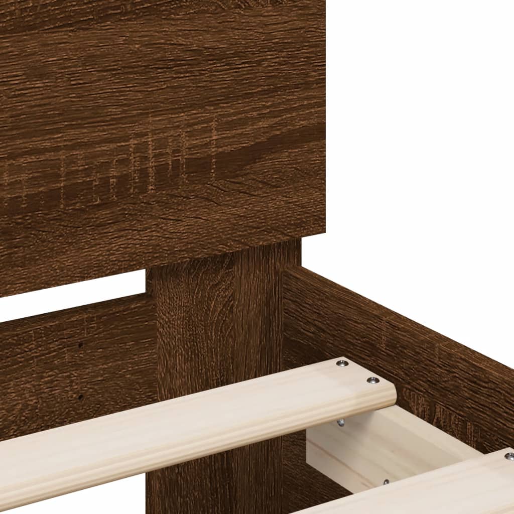 Sengeramme uten madrass med hodegavl brun eik 75x190 cm