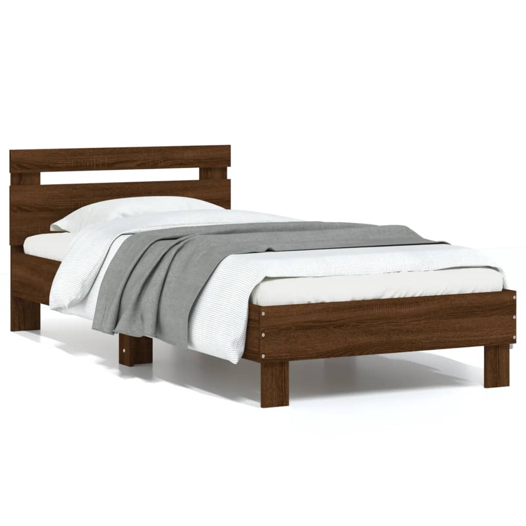 Sengeramme uten madrass med hodegavl brun eik 75x190 cm