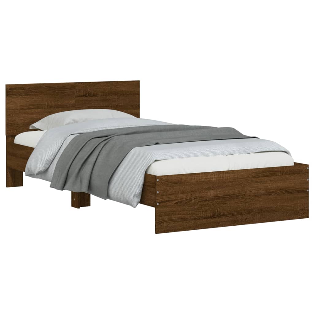 Sengeramme uten madrass med hodegavl brun eik 100x200 cm