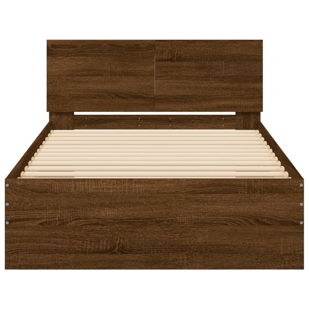 Sengeramme uten madrass med hodegavl brun eik 100x200 cm