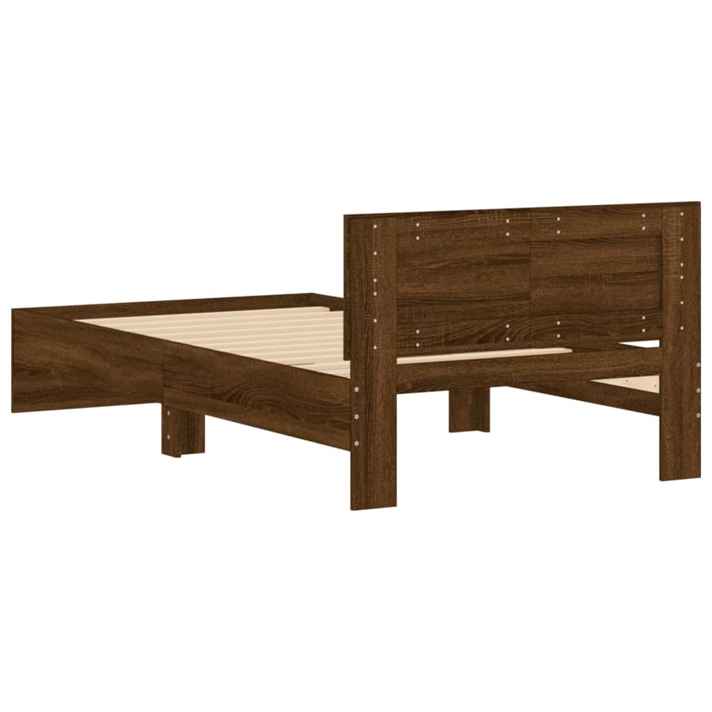 Sengeramme uten madrass med hodegavl brun eik 100x200 cm
