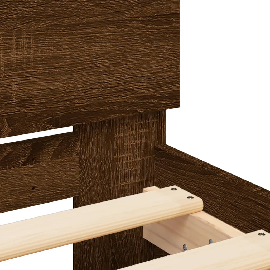 Sengeramme uten madrass med hodegavl brun eik 100x200 cm