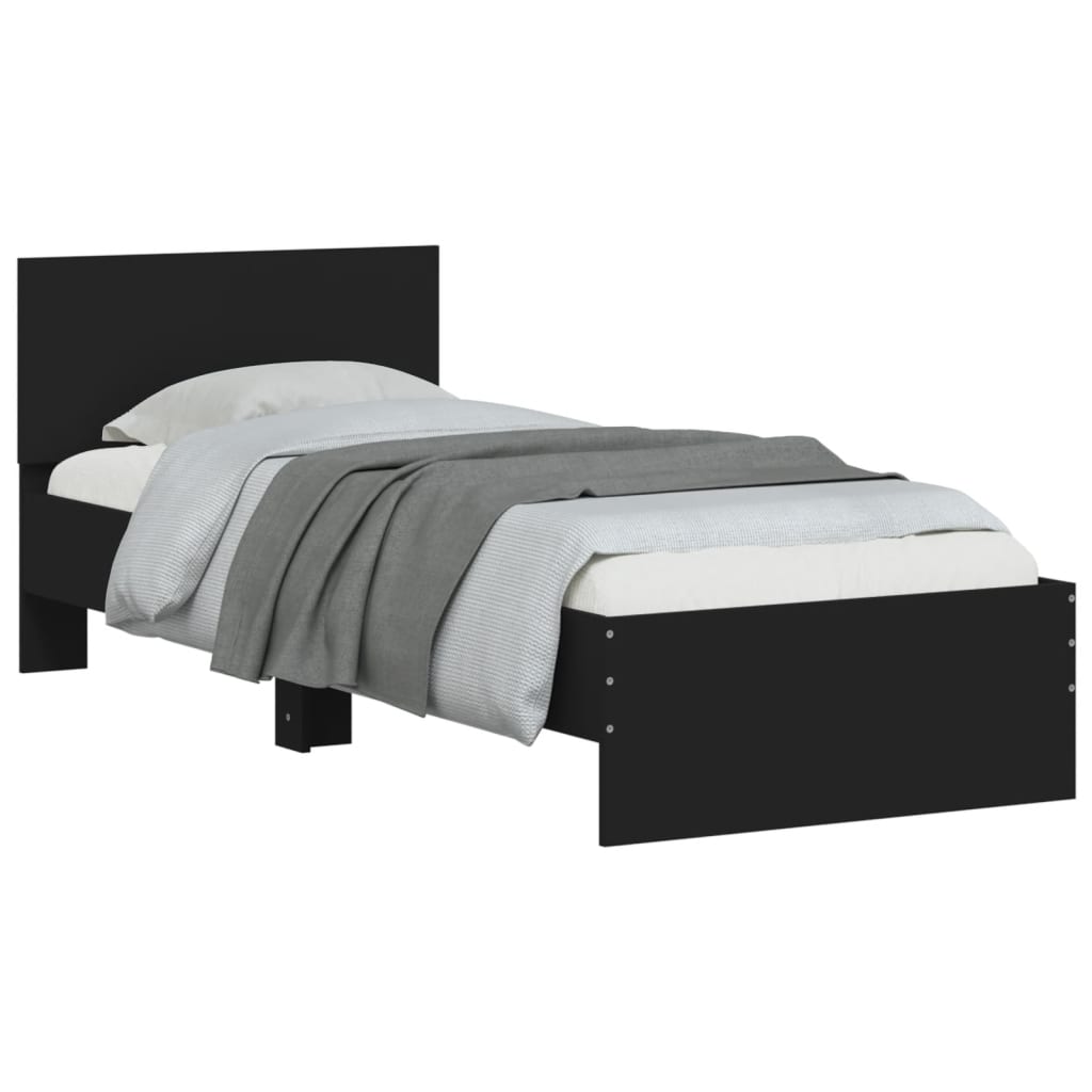 Sengeramme med hodegavl svart 75x190 cm konstruert tre