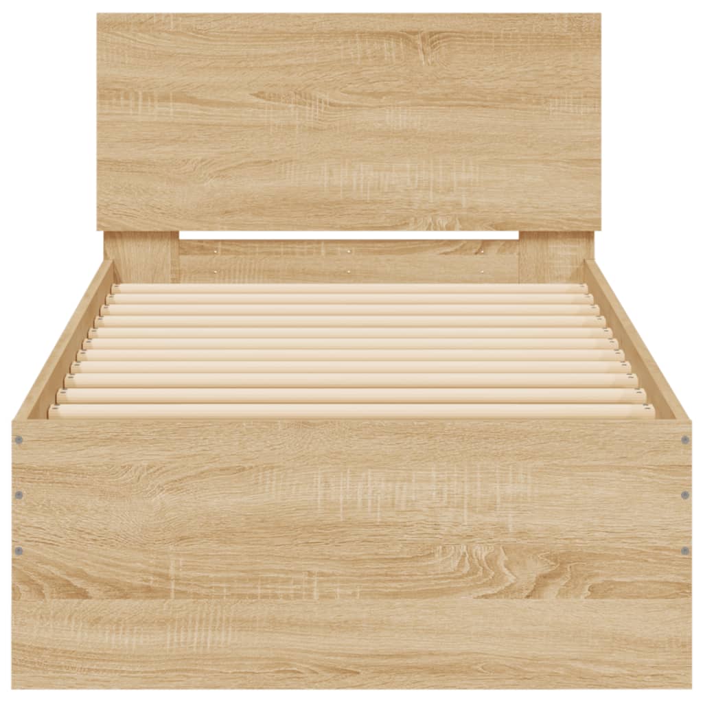 Sengeramme uten madrass med hodegavl sonoma eik 75x190 cm