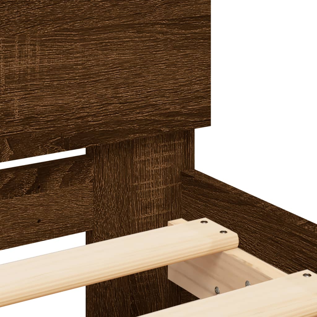 Sengeramme uten madrass med hodegavl brun eik 75x190 cm