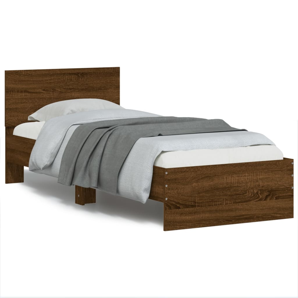 Sengeramme uten madrass med hodegavl brun eik 75x190 cm