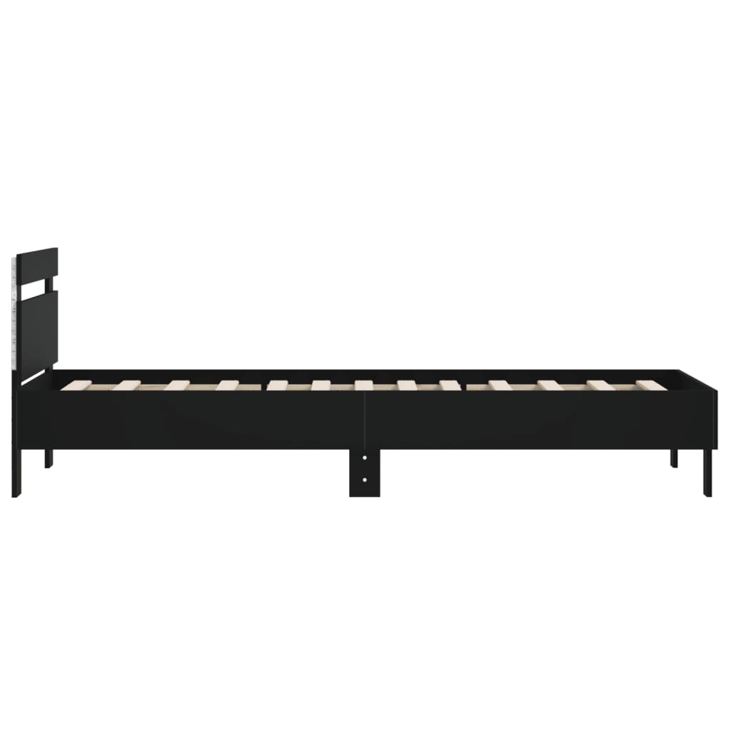 Sengeramme med hodegavl og LED-lys svart 100x200 cm