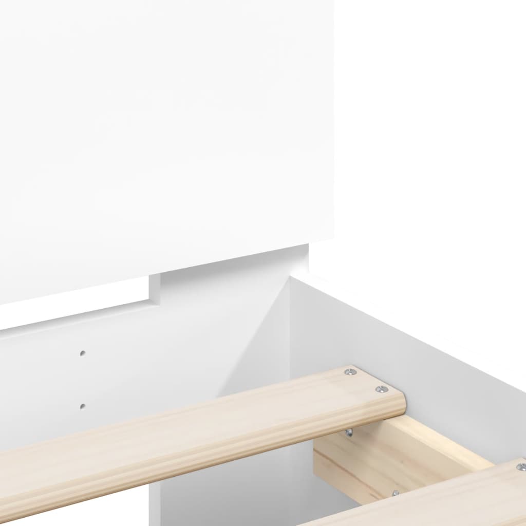 Sengeramme med hodegavl og LED-lys hvit 90x200 cm