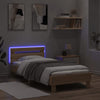 Sengeramme med hodegavl og LED-lys sonoma eik 90x200 cm