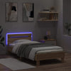 Sengeramme med hodegavl og LED-lys sonoma eik 90x190 cm