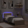Sengeramme med hodegavl og LED-lys sonoma eik 90x200 cm