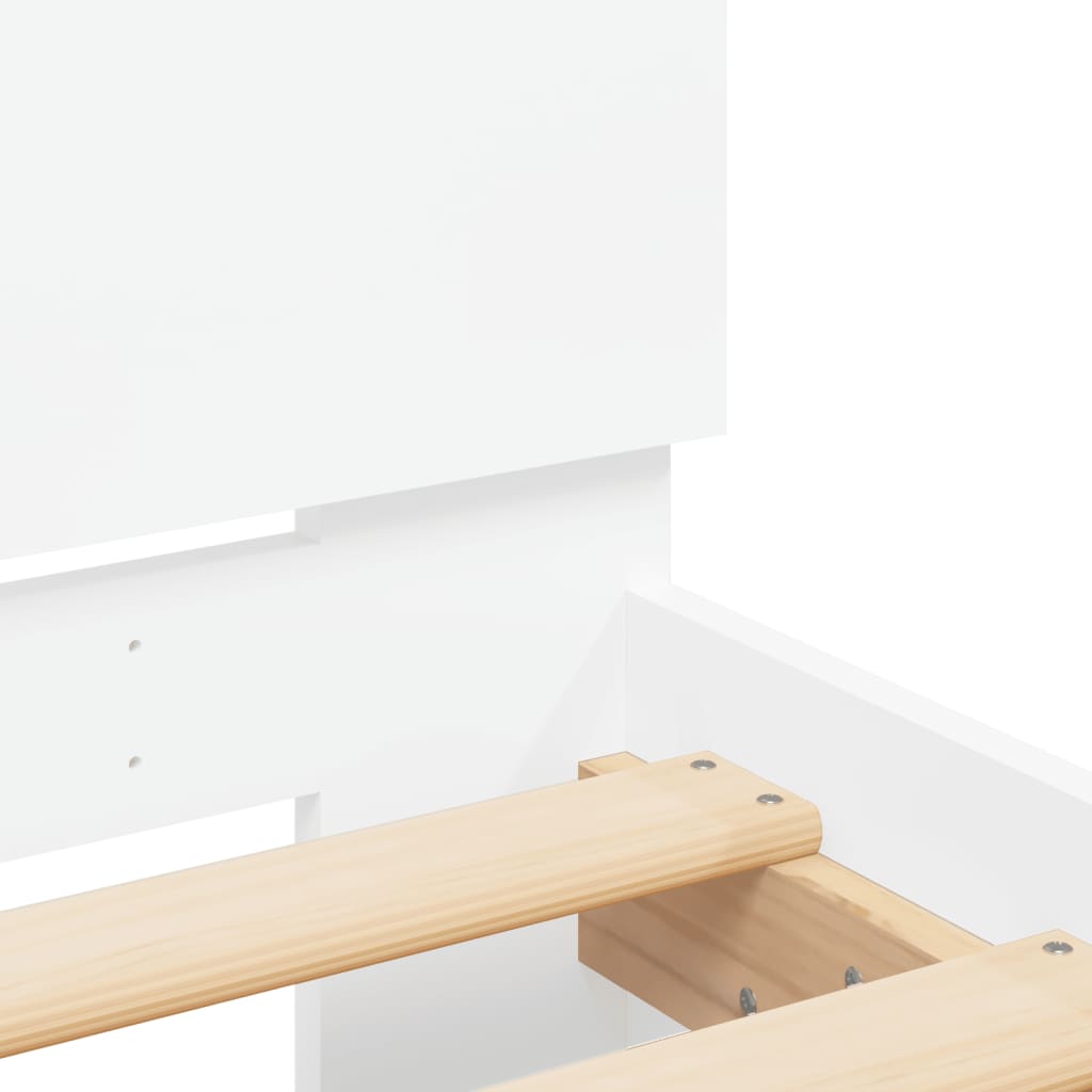 Sengeramme med hodegavl og LED-lys hvit 90x190 cm