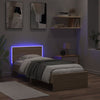 Sengeramme med hodegavl og LED-lys sonoma eik 90x190 cm