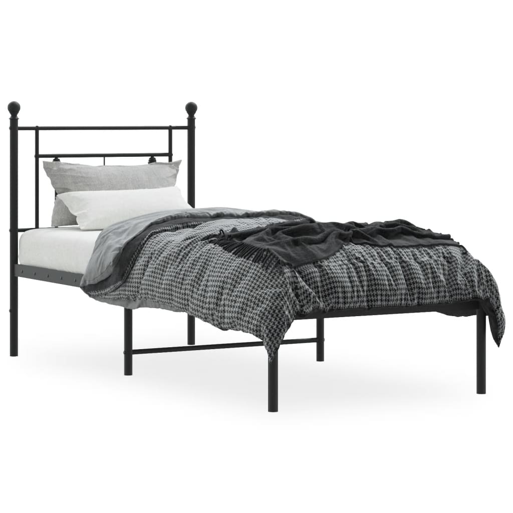 Sengeramme i metall med hodegavl svart 75x190 cm