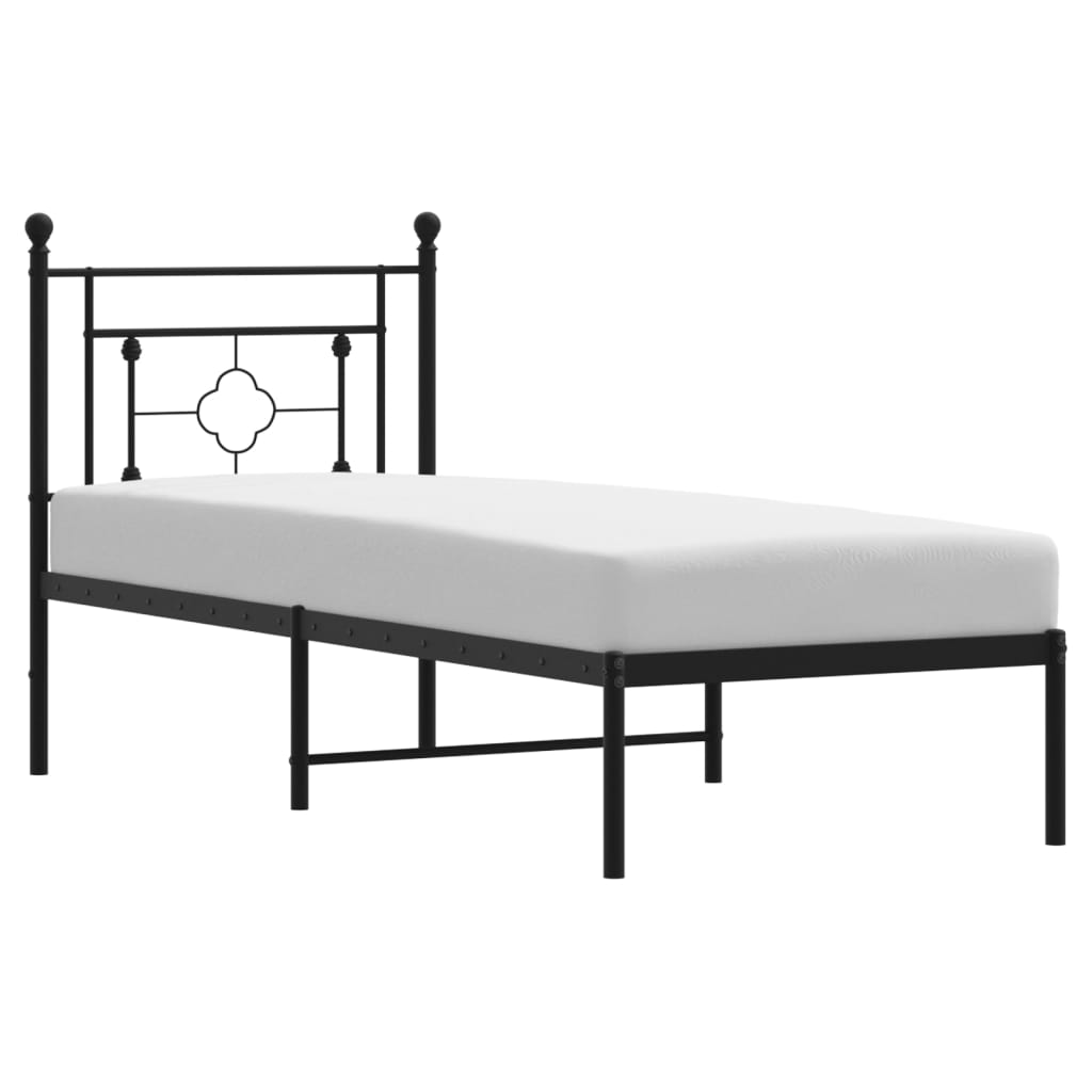 Sengeramme i metall med hodegavl svart 80x200 cm