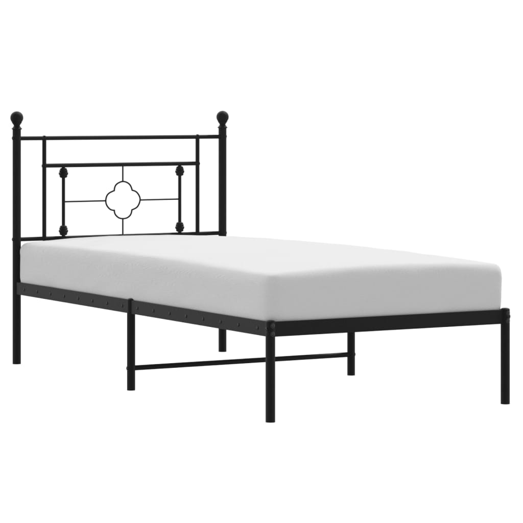 Sengeramme i metall med hodegavl svart 100x190 cm