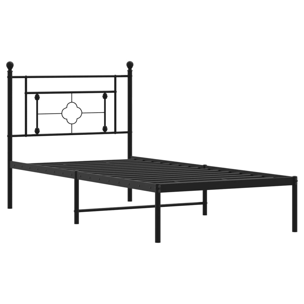 Sengeramme i metall med hodegavl svart 100x190 cm