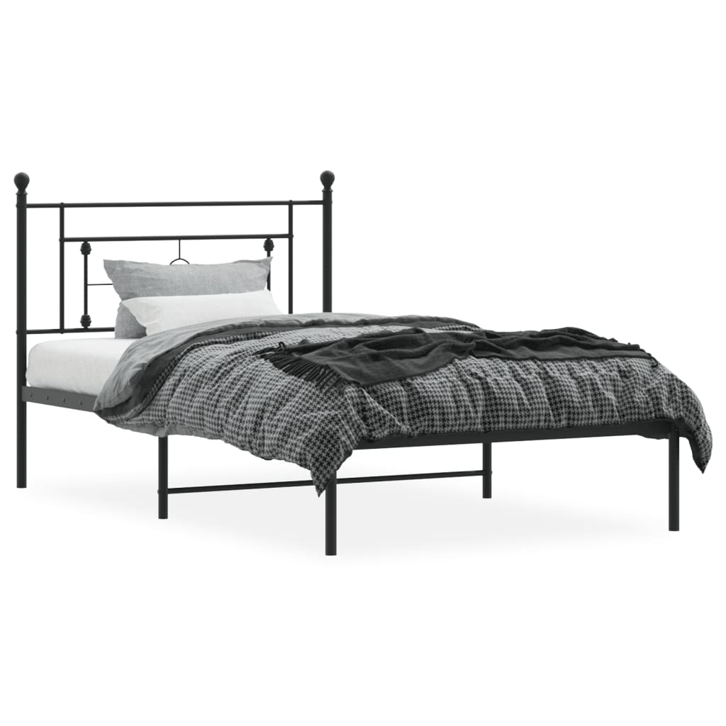 Sengeramme i metall med hodegavl svart 107x203 cm