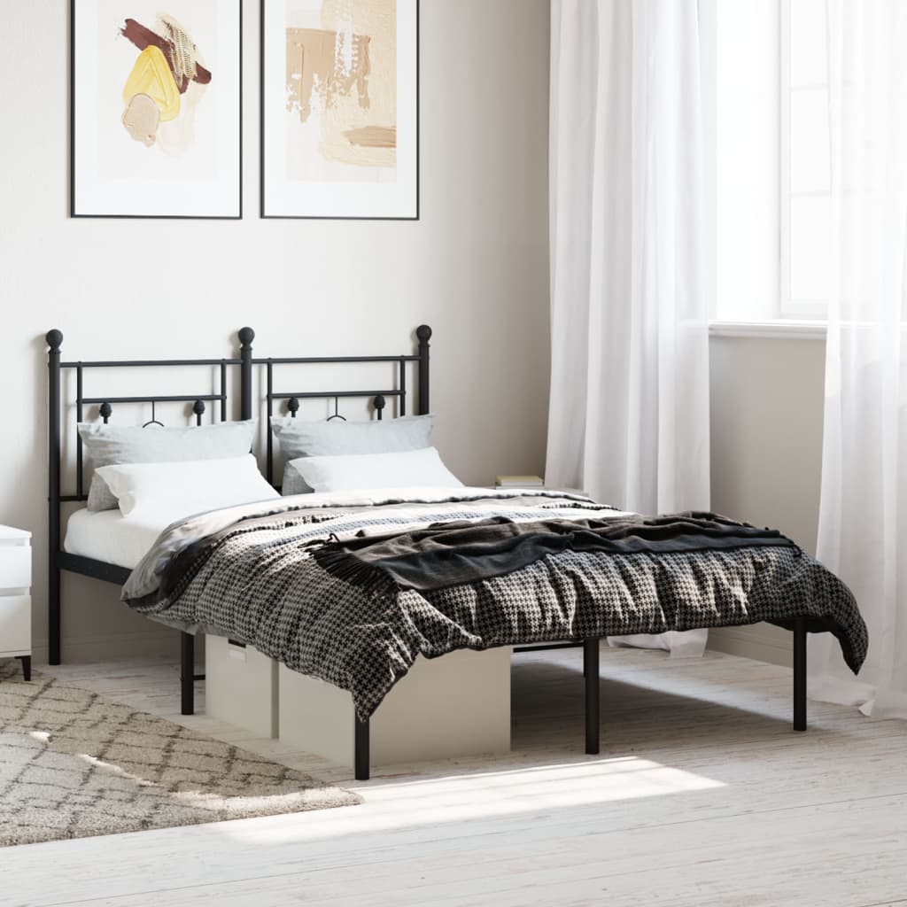 Sengeramme i metall med hodegavl svart 120x190 cm