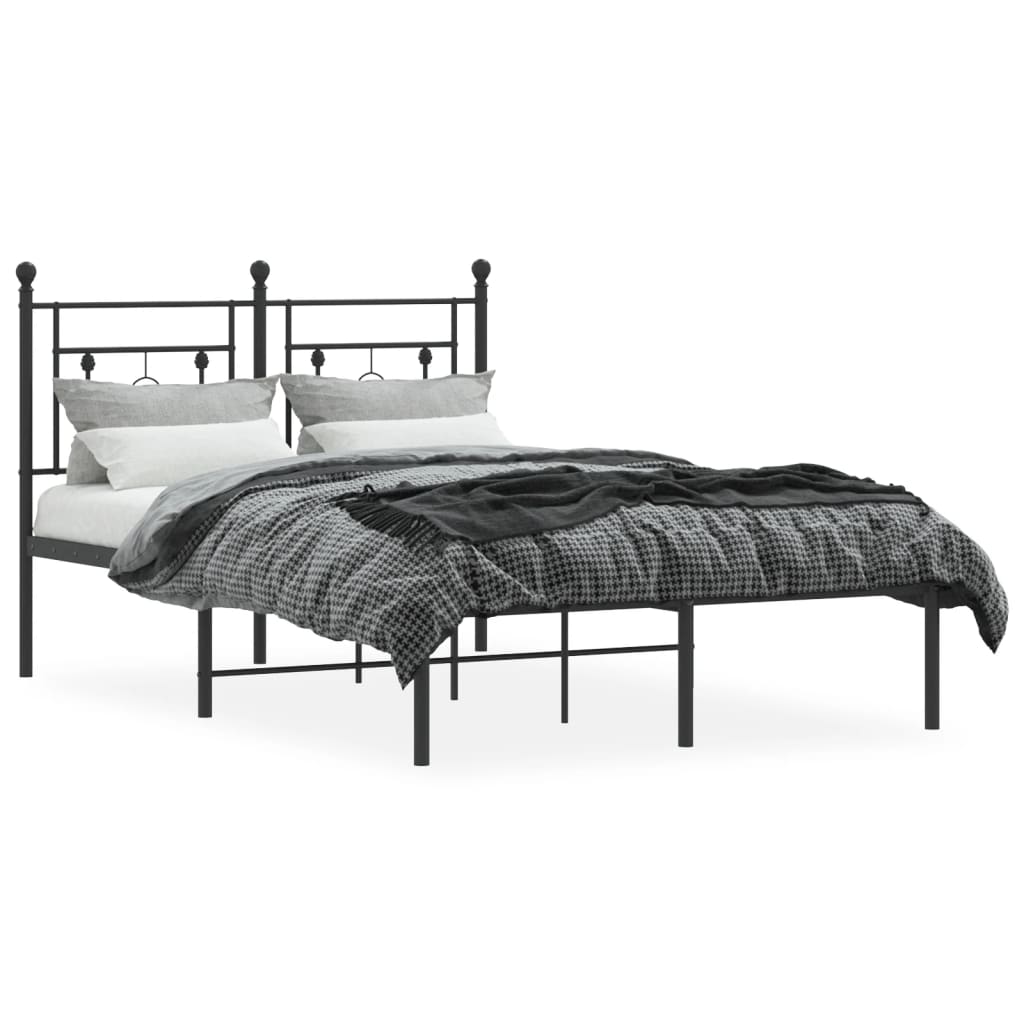 Sengeramme i metall med sengegavl svart 120x200 cm
