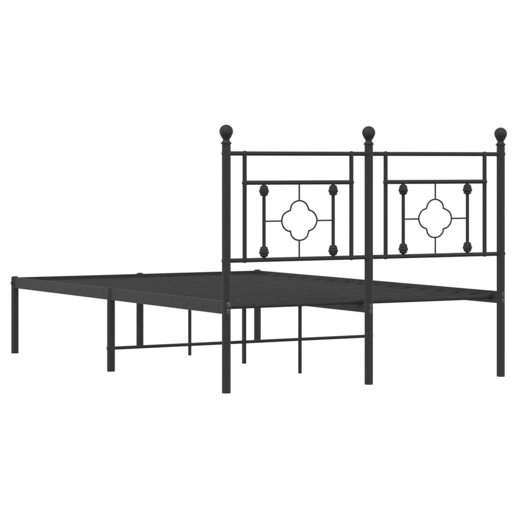 Sengeramme i metall med sengegavl svart 120x200 cm