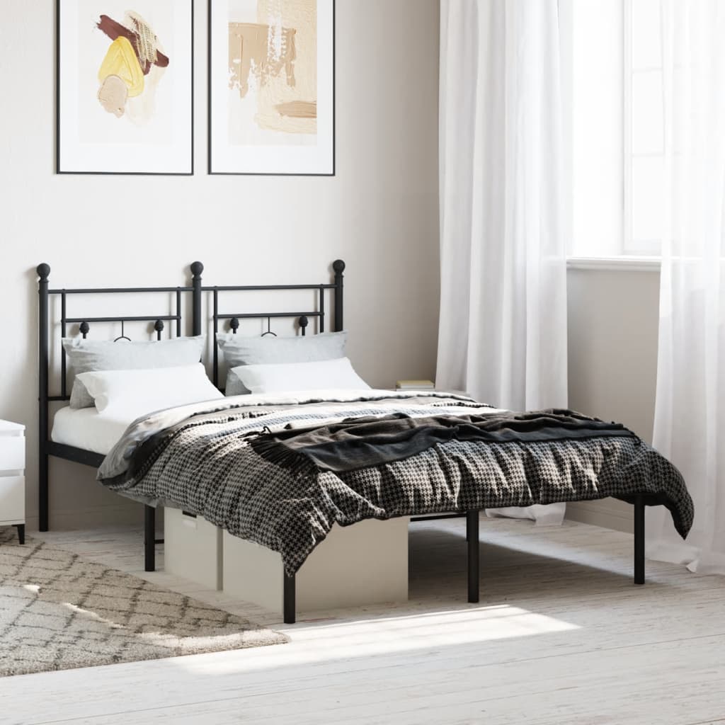 Sengeramme i metall med sengegavl svart 120x200 cm