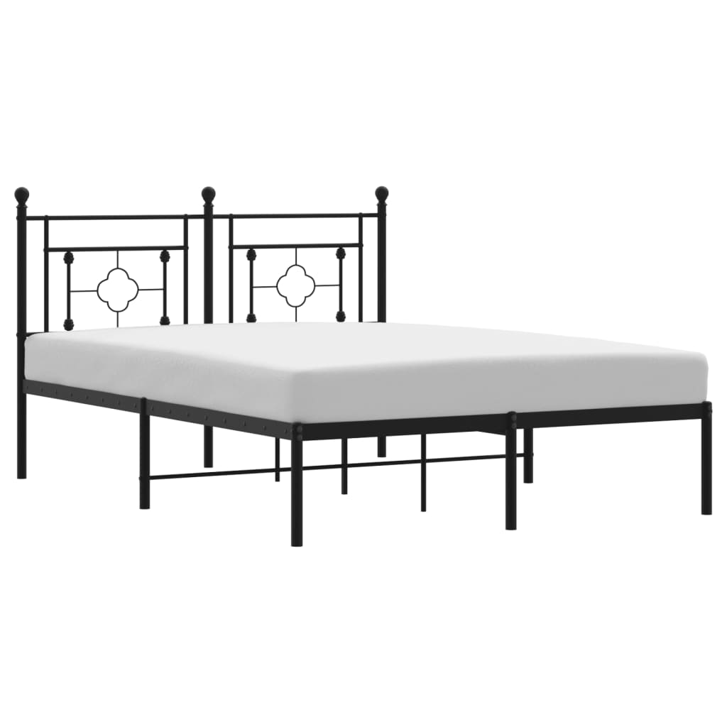 Sengeramme i metall med hodegavl svart 140x190 cm