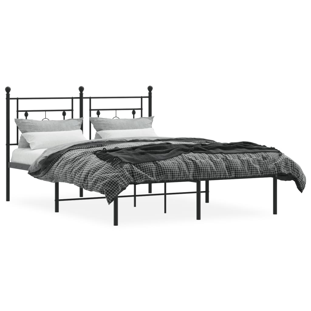 Sengeramme i metall med hodegavl svart 140x190 cm