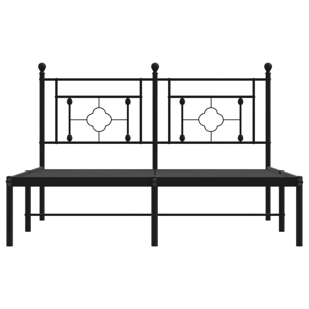 Sengeramme i metall med hodegavl svart 140x190 cm