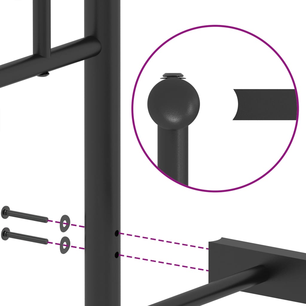 Sengeramme i metall med hodegavl svart 140x190 cm