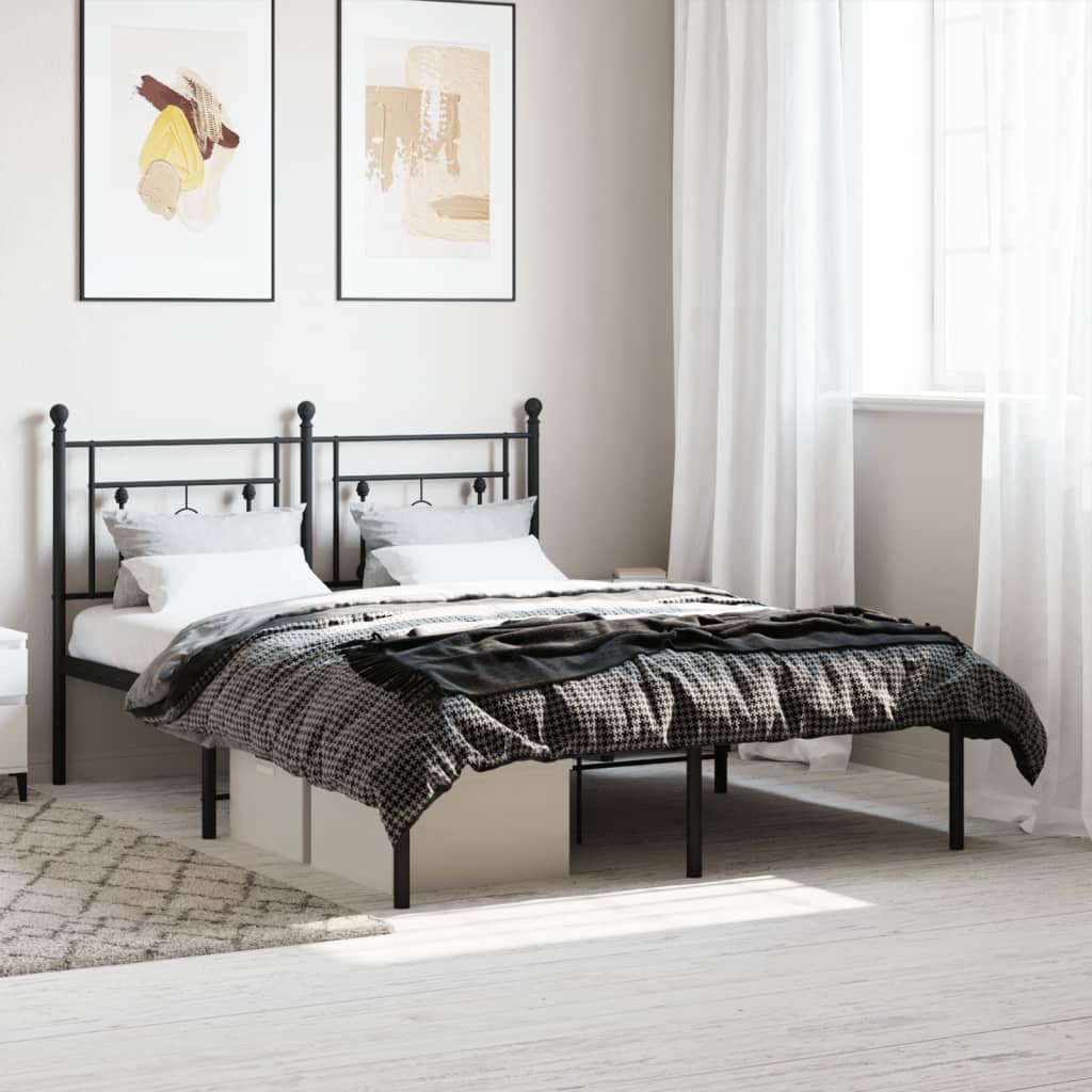 Sengeramme i metall med hodegavl svart 140x190 cm