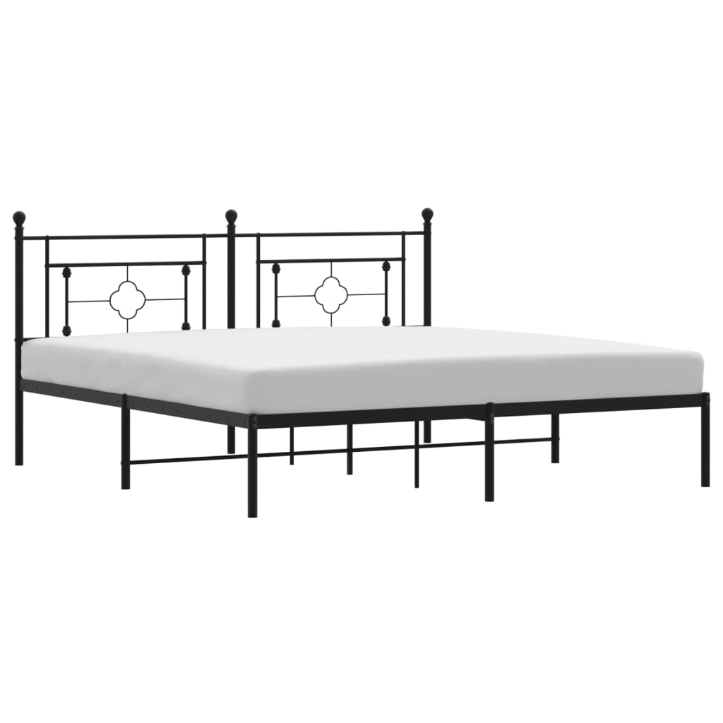 Sengeramme i metall med sengegavl svart 183x213 cm