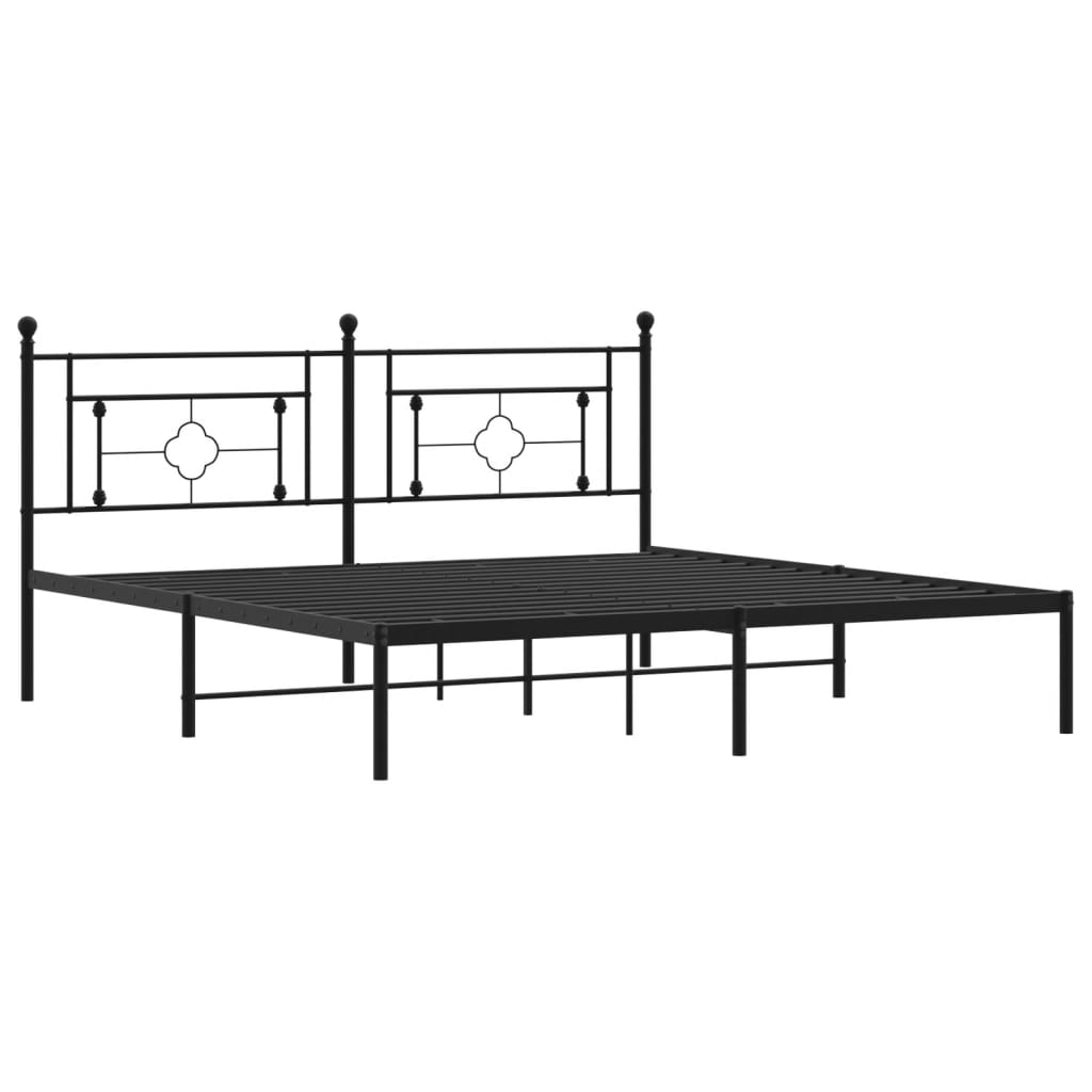 Sengeramme i metall med sengegavl svart 183x213 cm