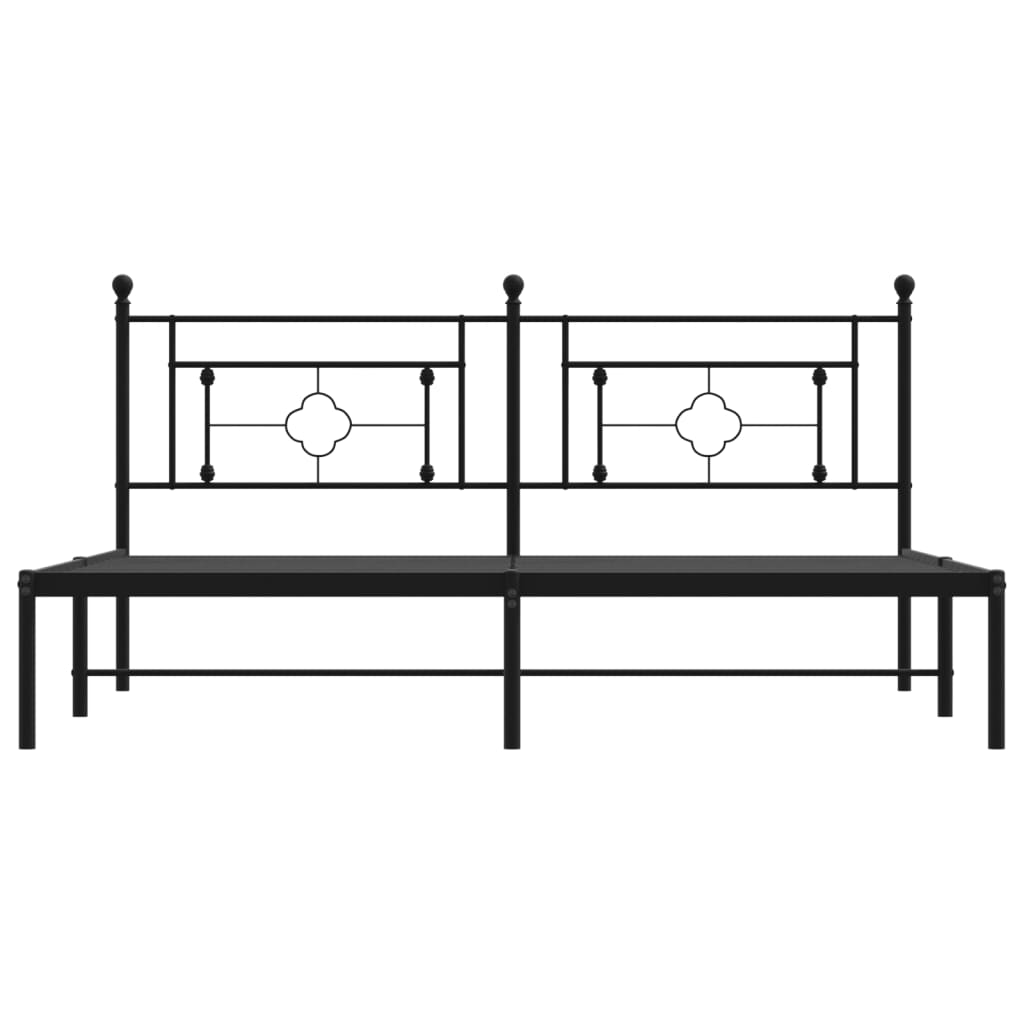 Sengeramme i metall med sengegavl svart 183x213 cm
