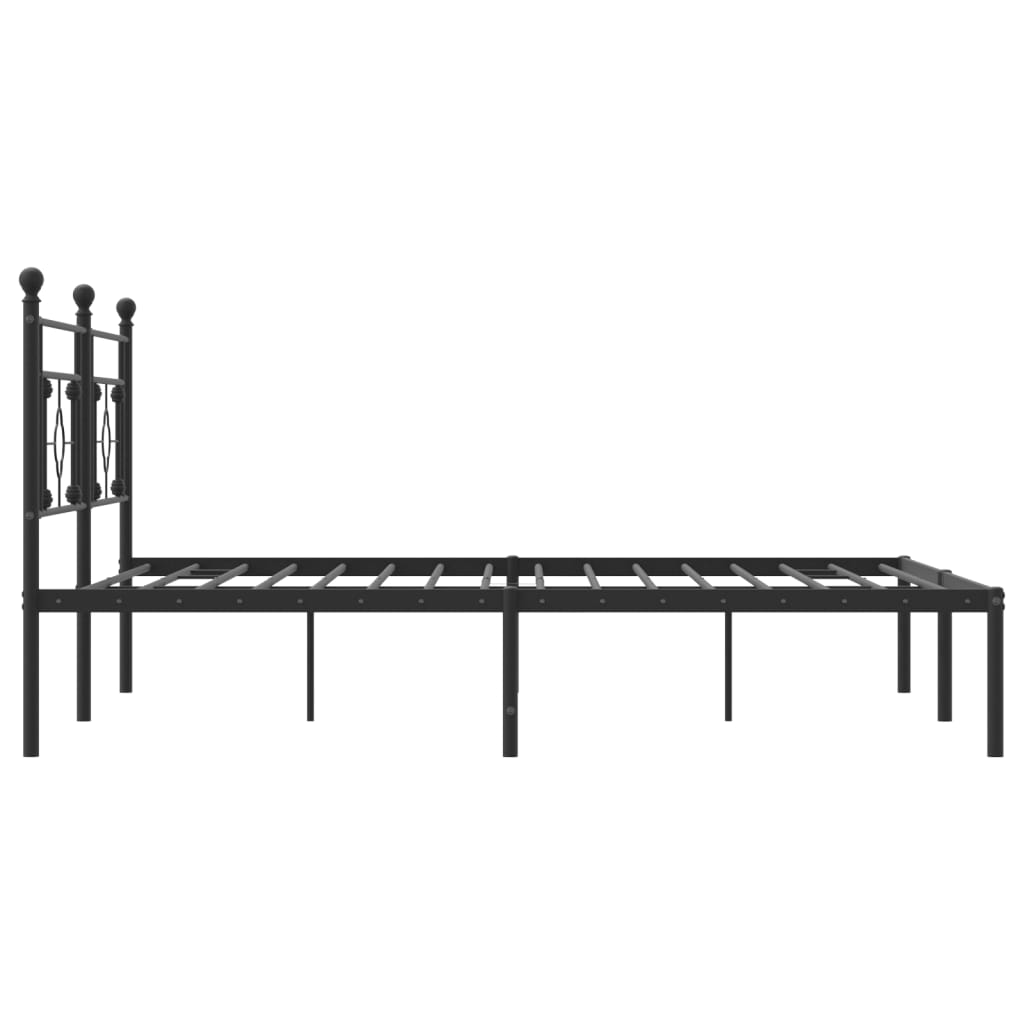 Sengeramme i metall med sengegavl svart 183x213 cm