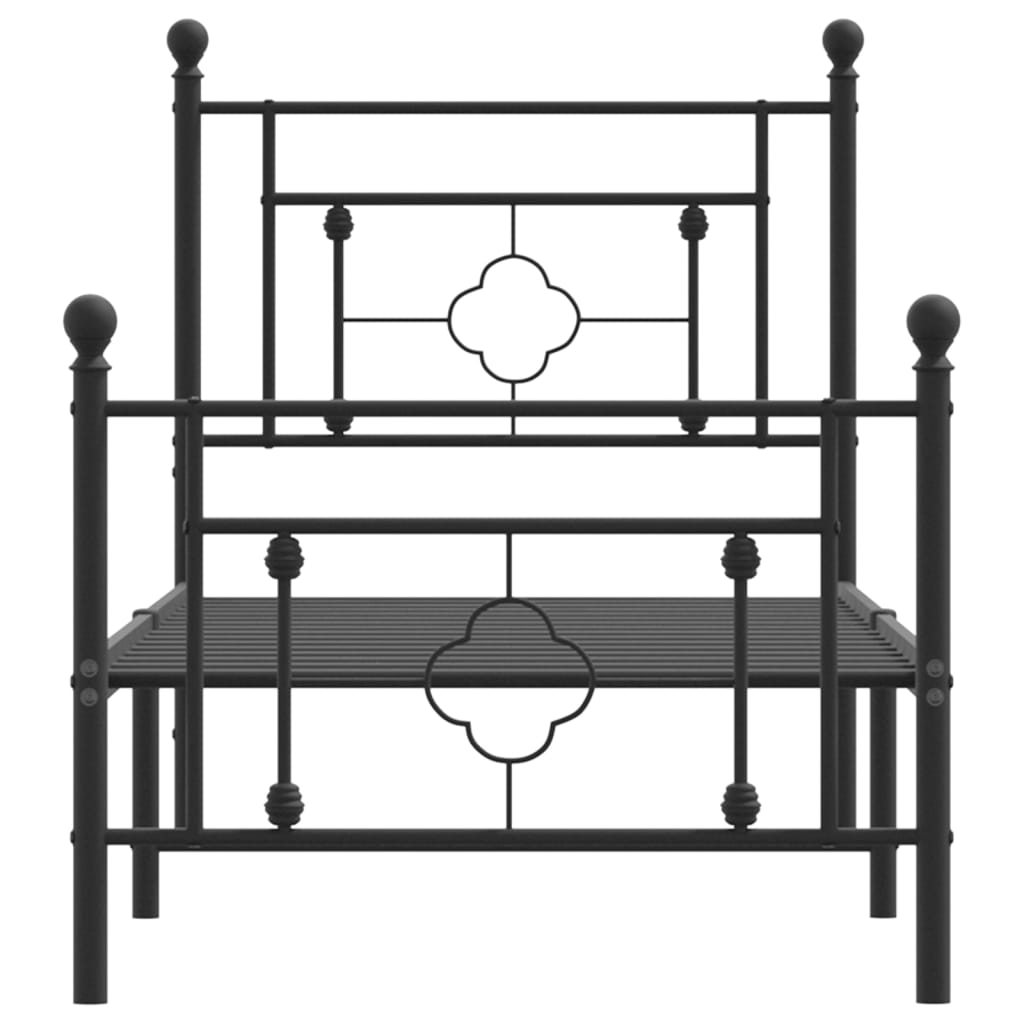 Sengeramme i metall med hode- og fotgavl svart 75x190 cm