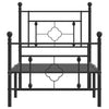 Sengeramme i metall med hode- og fotgavl svart 75x190 cm