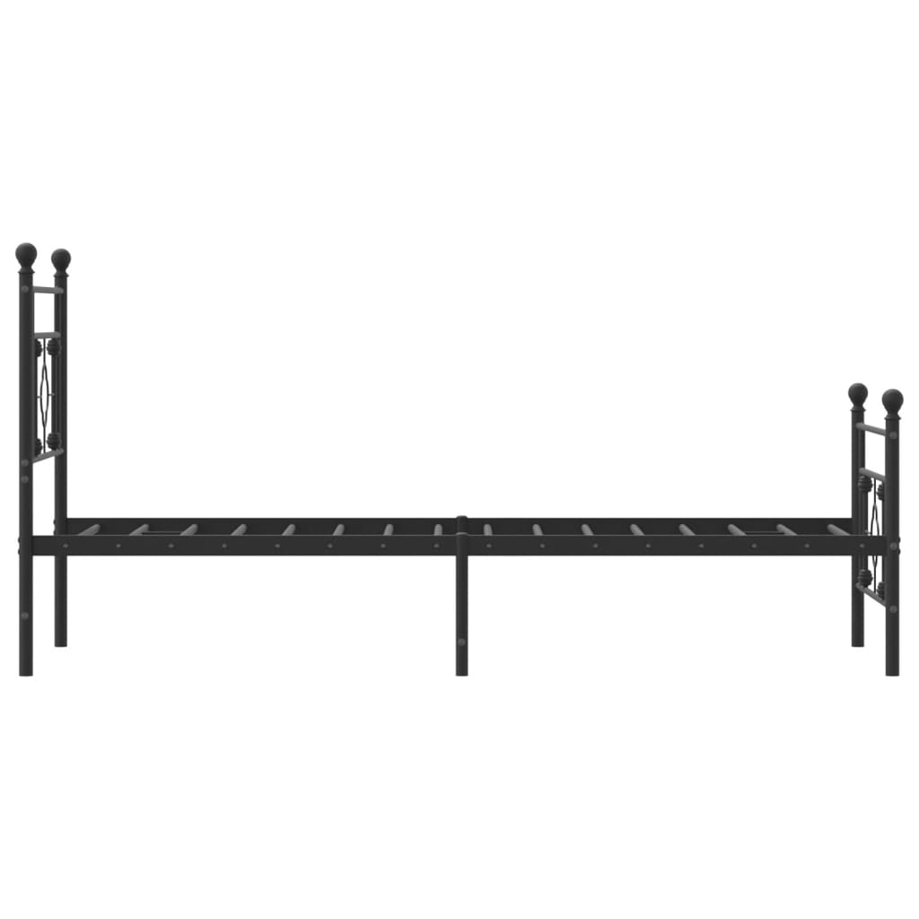 Sengeramme i metall med hode- og fotgavl svart 75x190 cm