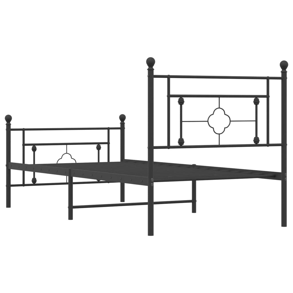 Sengeramme i metall med hode- og fotgavl svart 90x190 cm