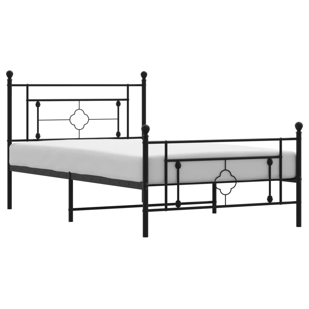 Sengeramme i metall med hode- og fotgavl svart 107x203 cm