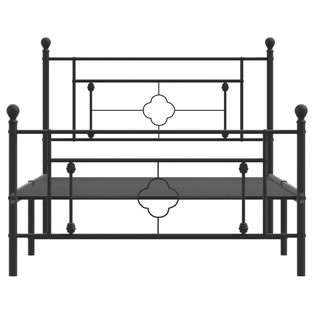 Sengeramme i metall med hode- og fotgavl svart 107x203 cm