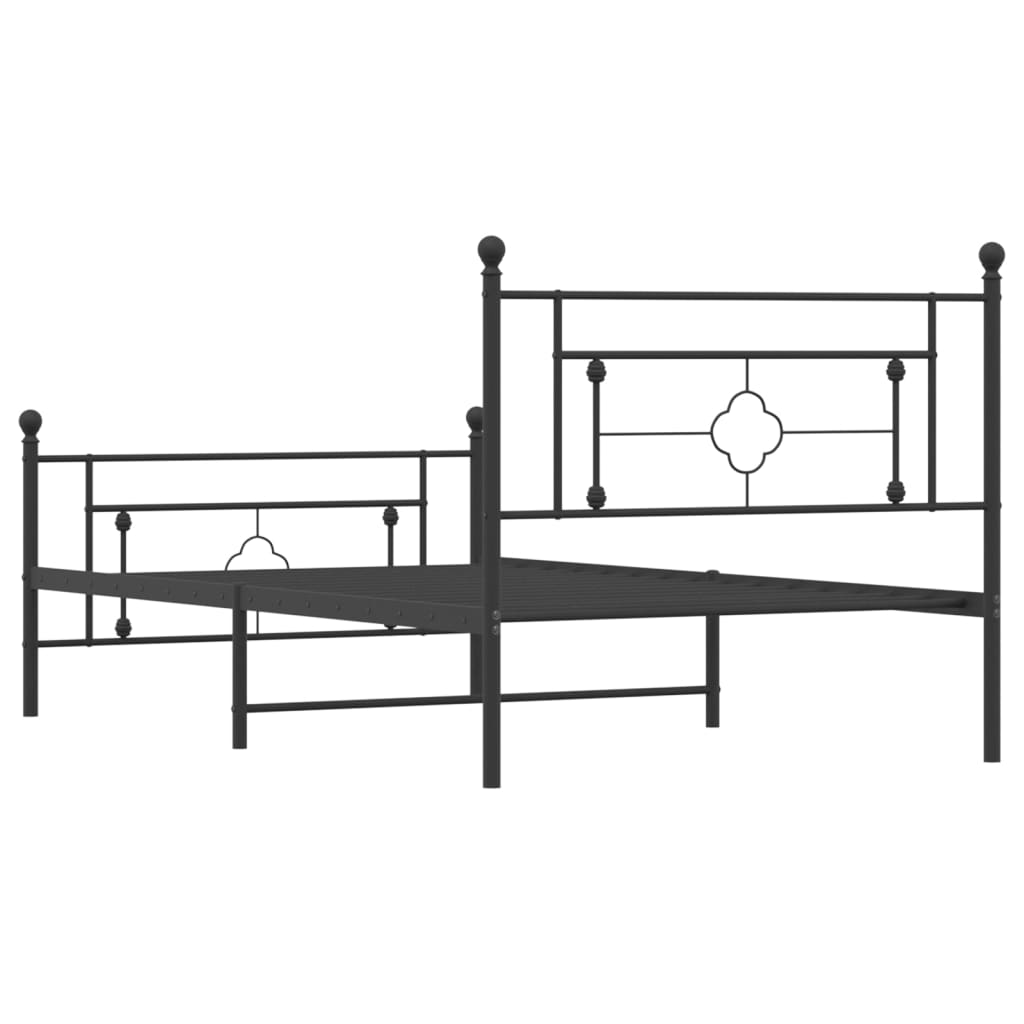 Sengeramme i metall med hode- og fotgavl svart 107x203 cm
