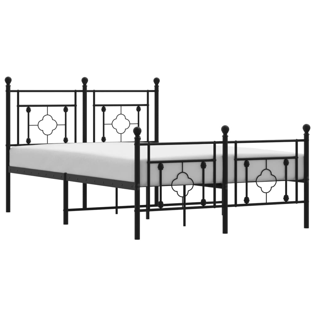 Sengeramme i metall med hode- og fotgavl svart 120x190 cm