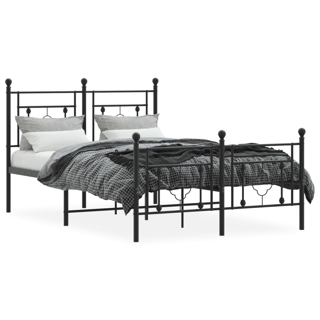 Sengeramme i metall med hode- og fotgavl svart 120x190 cm