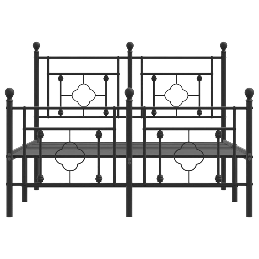 Sengeramme i metall med hode- og fotgavl svart 120x190 cm