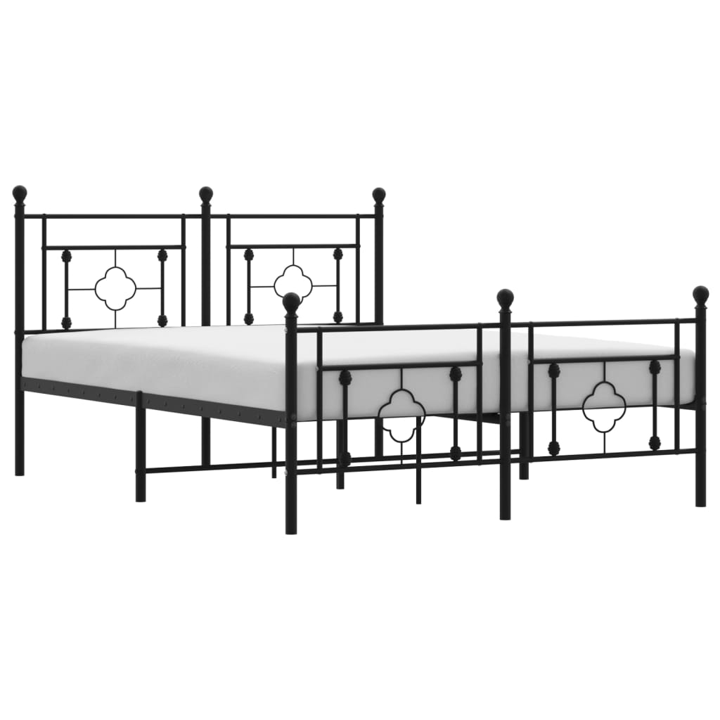 Sengeramme i metall med hode- og fotgavl svart 135x190 cm