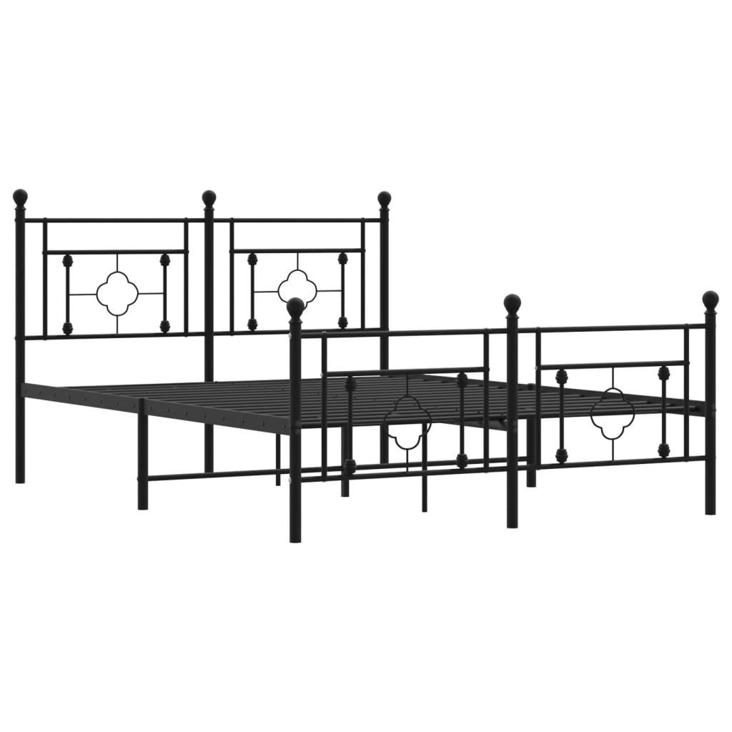 Sengeramme i metall med hode- og fotgavl svart 135x190 cm