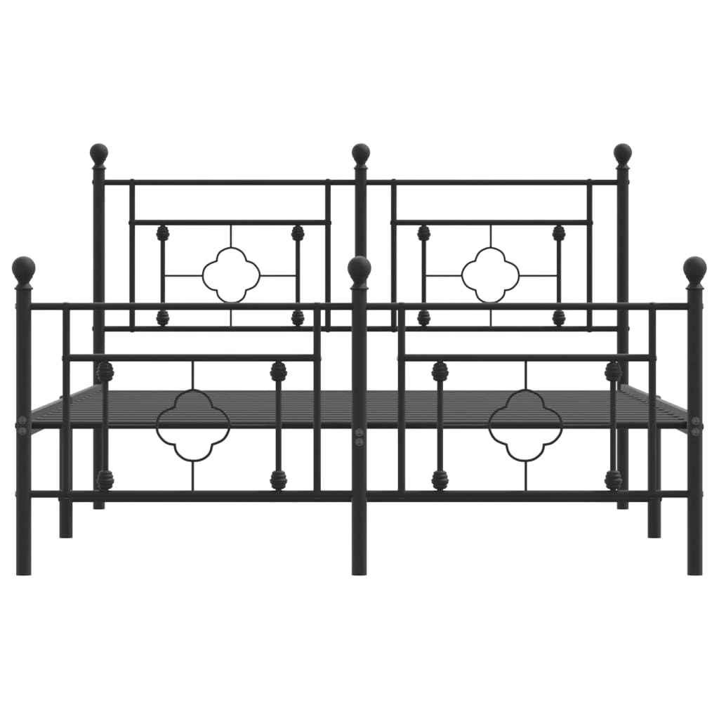 Sengeramme i metall med hode- og fotgavl svart 135x190 cm