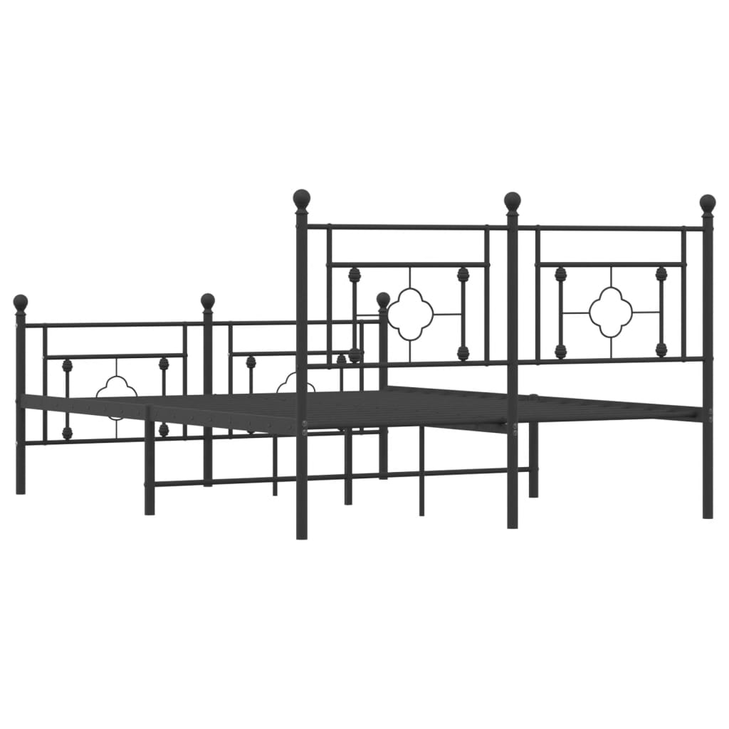 Sengeramme i metall med hode- og fotgavl svart 135x190 cm