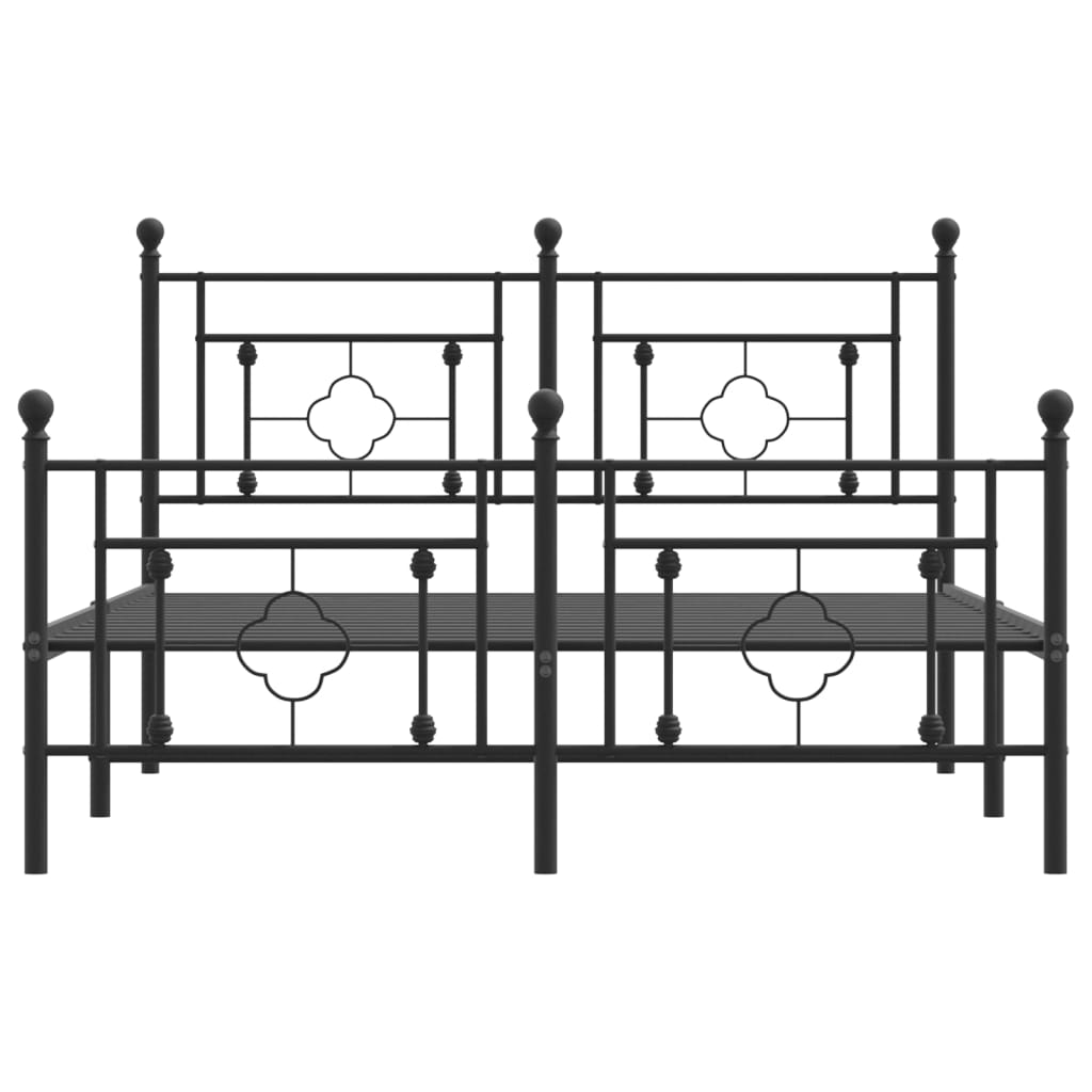Sengeramme i metall med hode- og fotgavl svart 140x200 cm